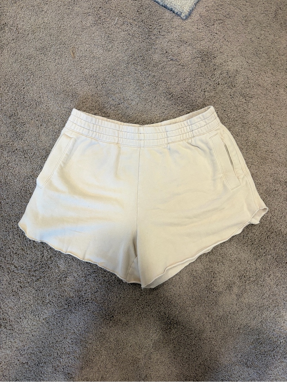 aerie Cream Elastic-Waist Athletic Shorts